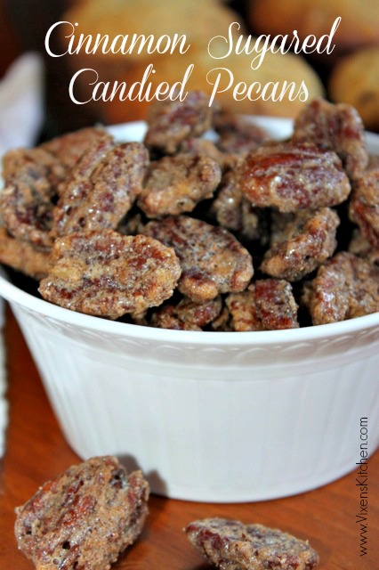 Cinnamon Sugared Candied Pecans - Vixen's Kitchen