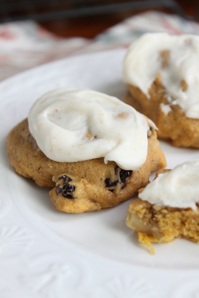 Pumpkin Cookies with Browned Butter Frosting - Vixen's Kitchen